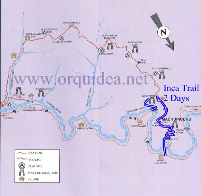 Map Inca Trail tour